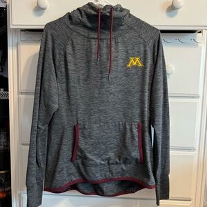 U of M Gray Cowl Neck Hoodie w/ Maroon Accents